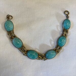 Old Vintage Bracelet with Blue Cabochon Stone